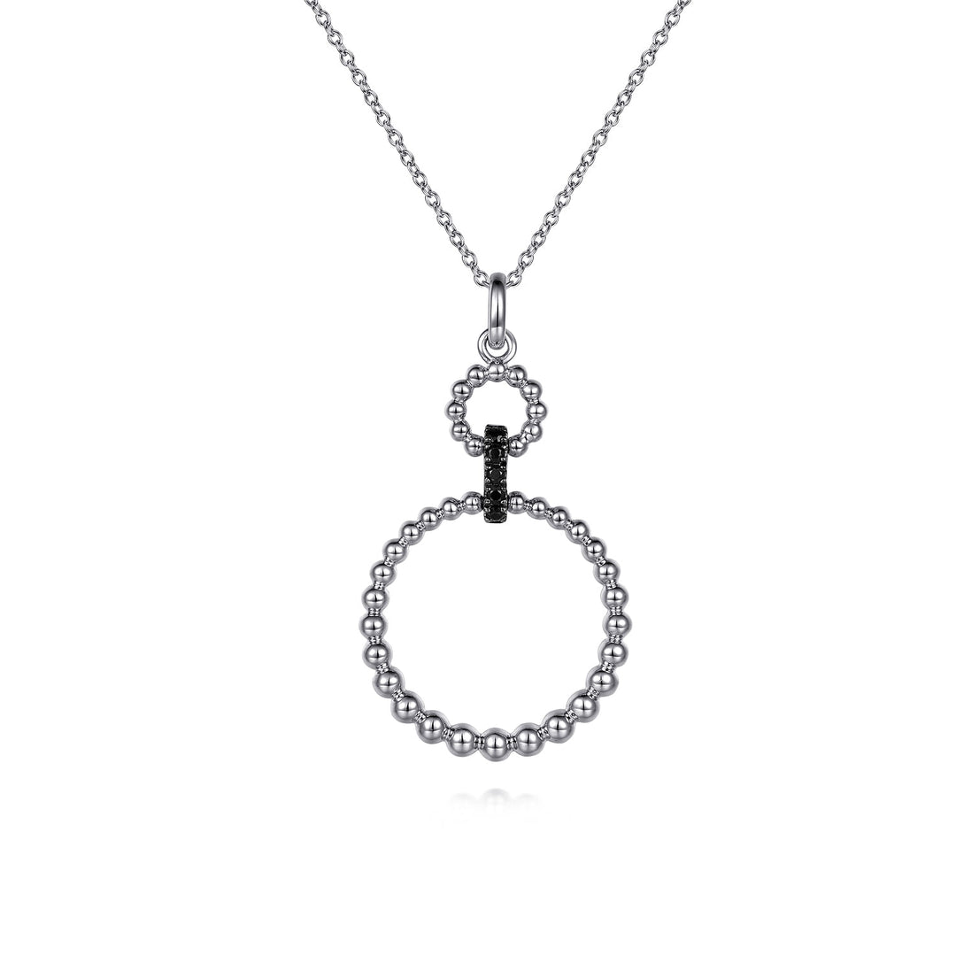 Gabriel & Co. Sterling Silver Double Circle Necklace With Black Spinel