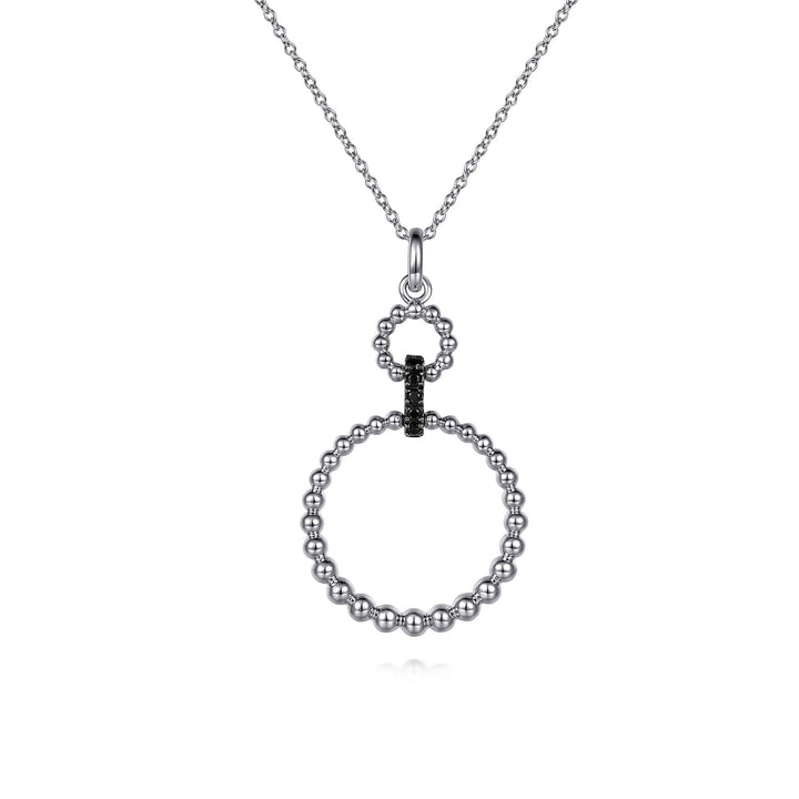 Gabriel & Co. Sterling Silver Double Circle Necklace With Black Spinel