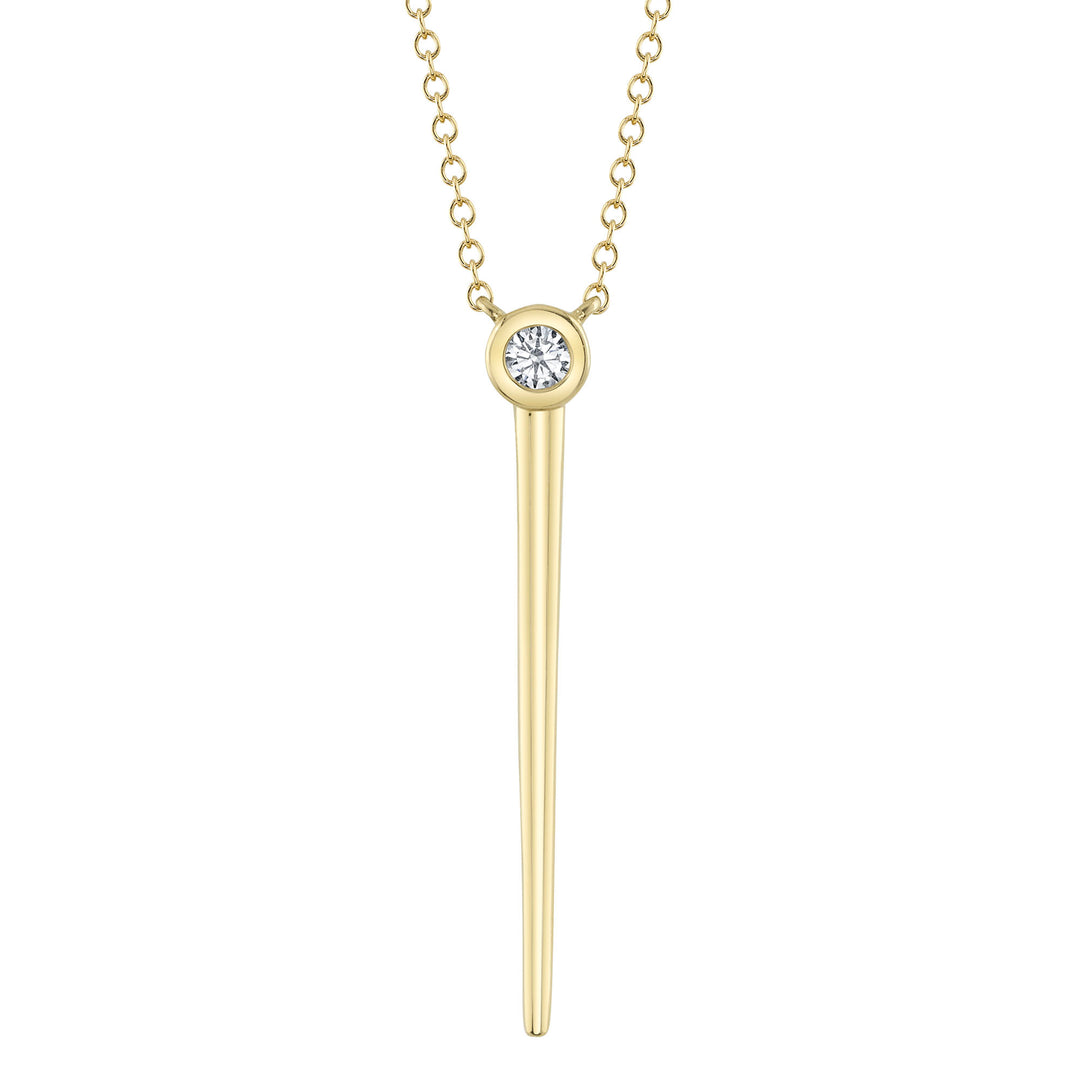 14K Yellow Gold Shy Creation 0.08 CTW Diamond Drop Pendant Necklace With 18 Inch Chain