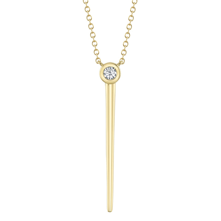 14K Yellow Gold Shy Creation 0.08 CTW Diamond Drop Pendant Necklace With 18 Inch Chain