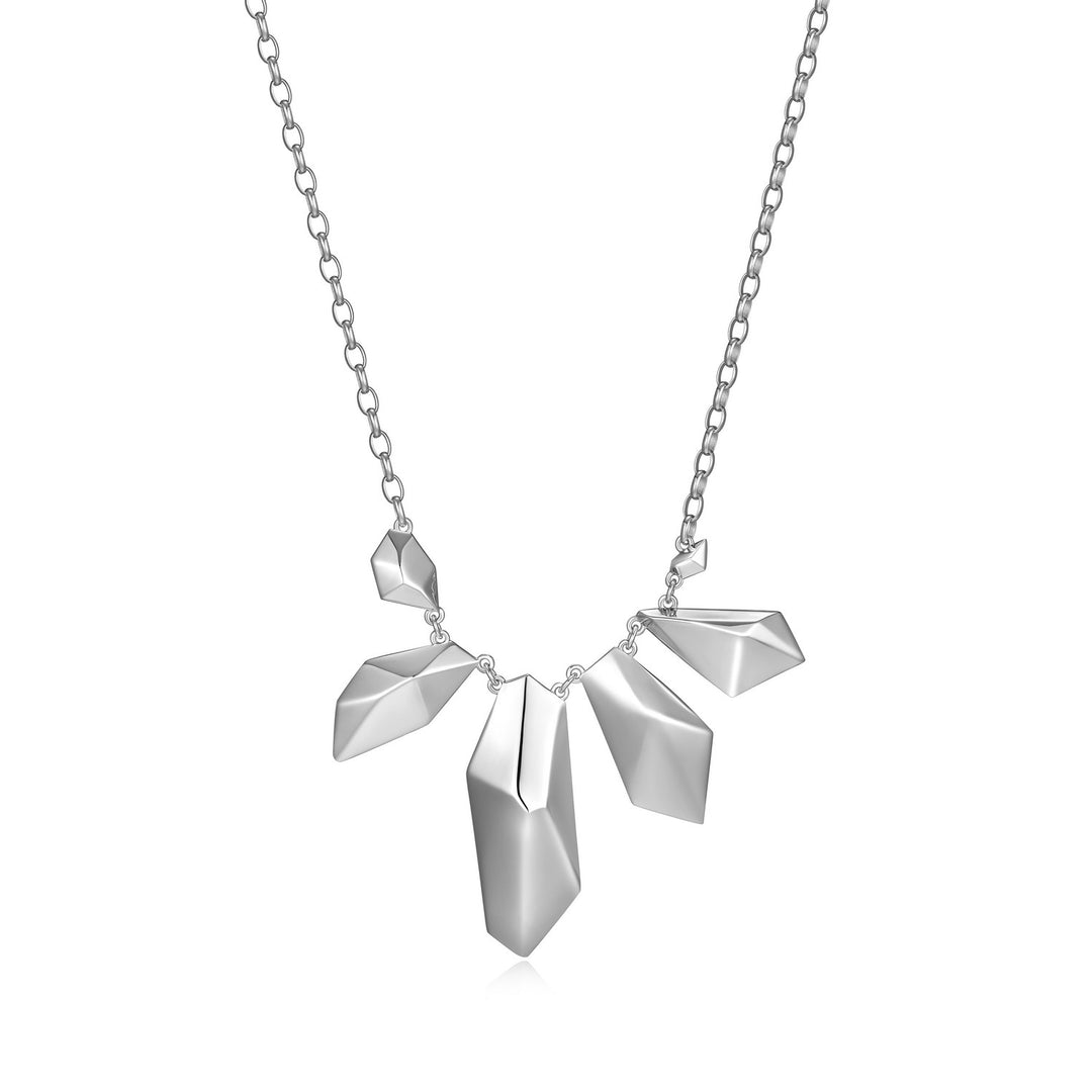 ELLE Rhodium Plated Sterling Silver Polygon Necklace