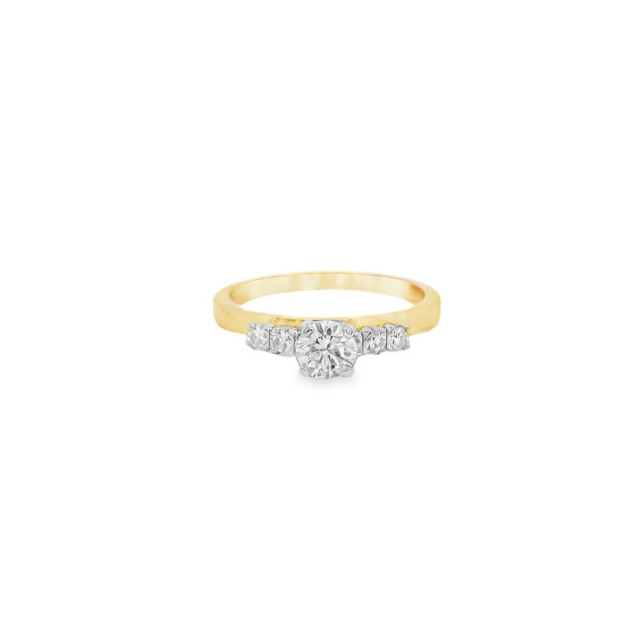 Estate - 14K Yellow And White Gold 0.41 CTW Diamond Engagement Ring, Size 5.75