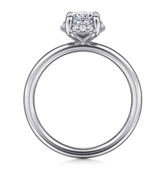 Women's 14K White Gold Hidden Halo 0.10 CTW Diamond Semi-Mount Engagement Ring
