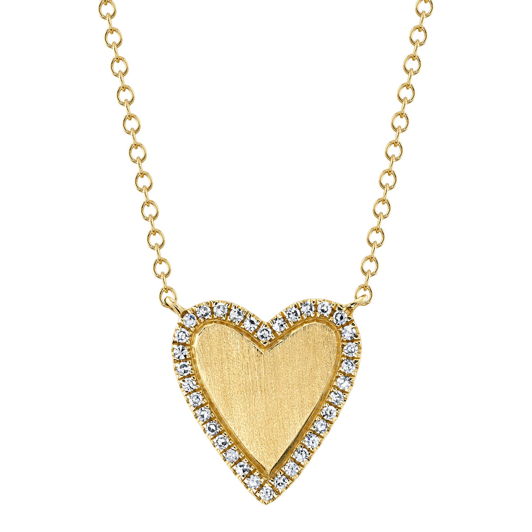 Women's 14K Yellow Gold Shy Creation Heart 0.09 CTW Diamond Necklace With 18 Inch Chain