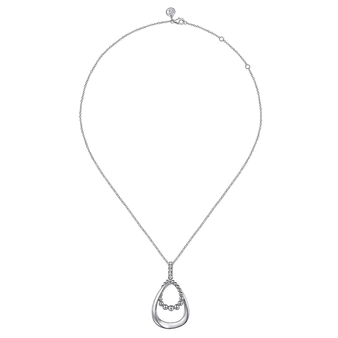 Gabriel & Co. Sterling Silver Double Teardrop Necklace With White Sapphires