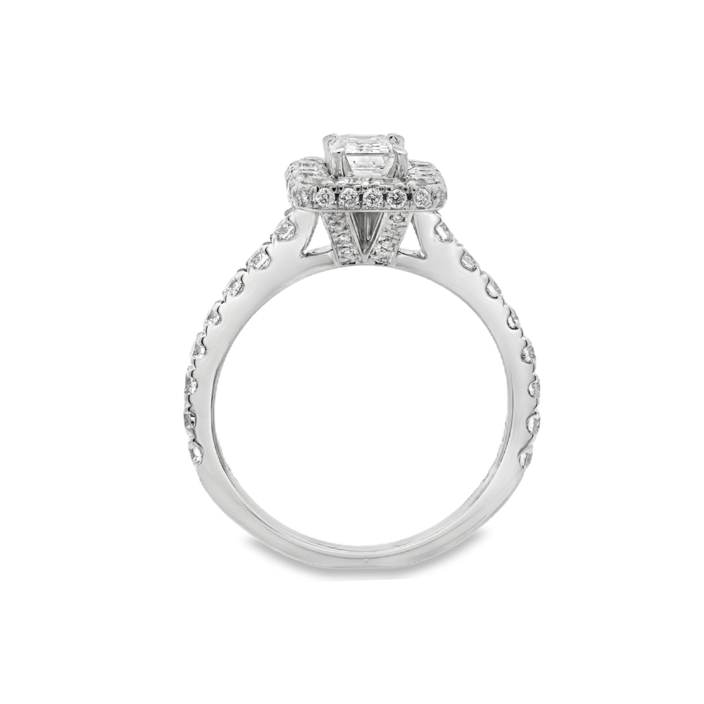 Estate - 14K White Gold 1.50 CTW Diamond Set Halo Engagement Ring, Size 5.5