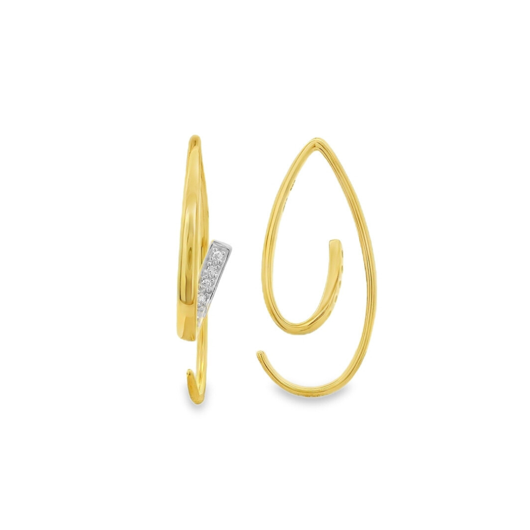 14K Yellow And White Gold 0.04 CTW Diamond Drop Earrings