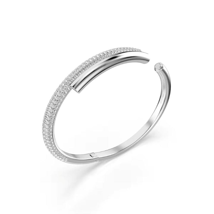Swarovski Dextera Rhodium Plated Bangle With Clear Crystals