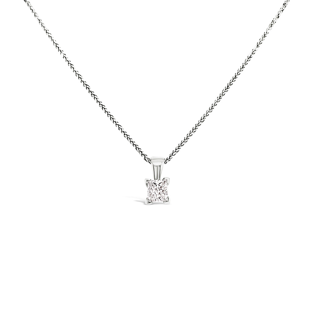 Women's 14K White Gold Princess Cut Solitaire 0.318 CTW Diamond Pendant