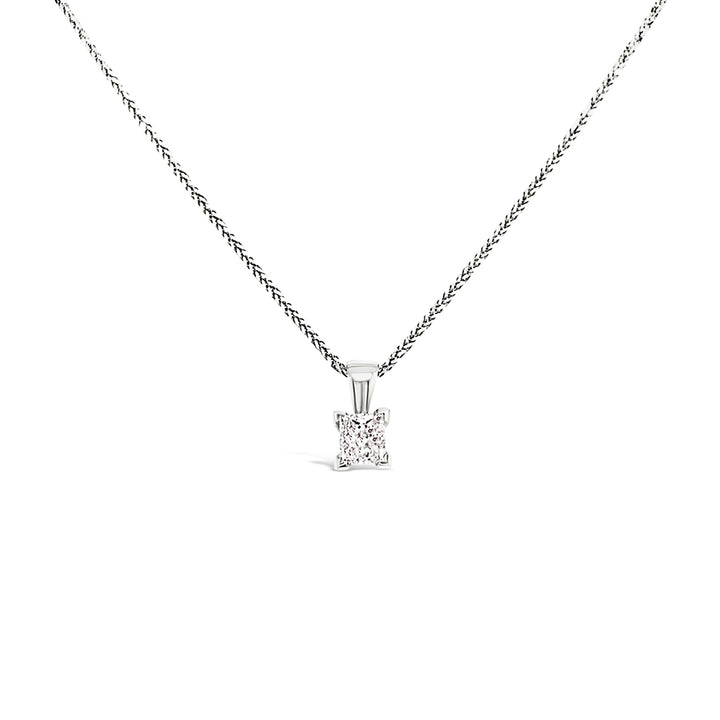 Women's 14K White Gold Princess Cut Solitaire 0.318 CTW Diamond Pendant