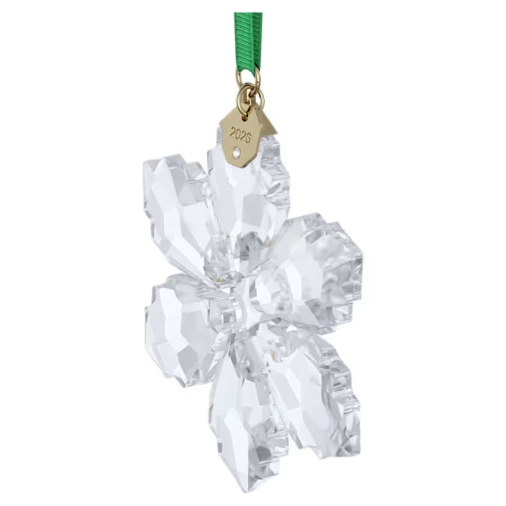Swarovski Annual Edition Ornament 2026 Clear Crystal Snowflake With Green Ribbon And Gold-Tone Plated 2026 Tag 5718051