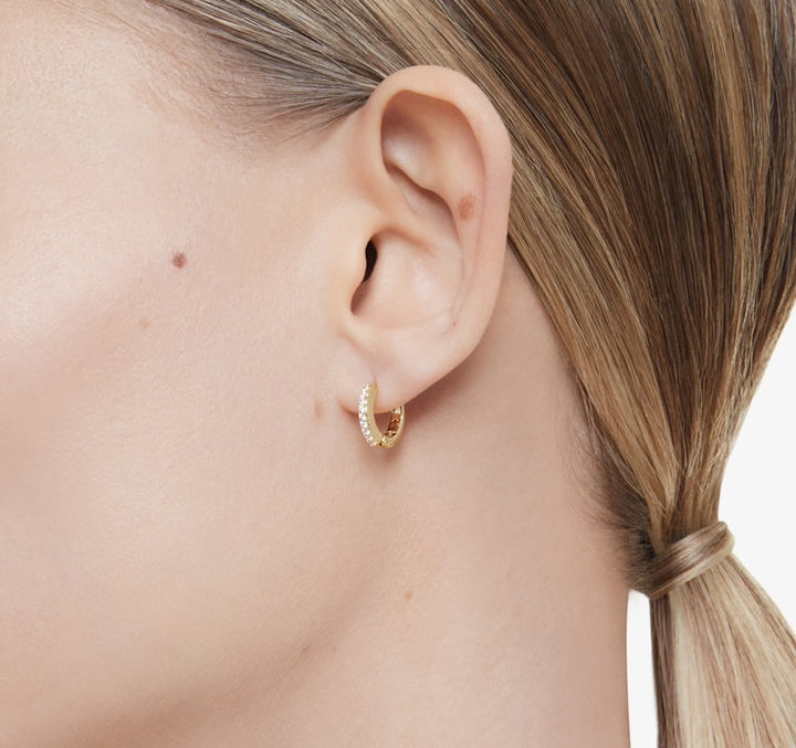 Swarovski Matrix Gold-Tone Plated Hoop Earrings With Clear Zirconia's 5697228