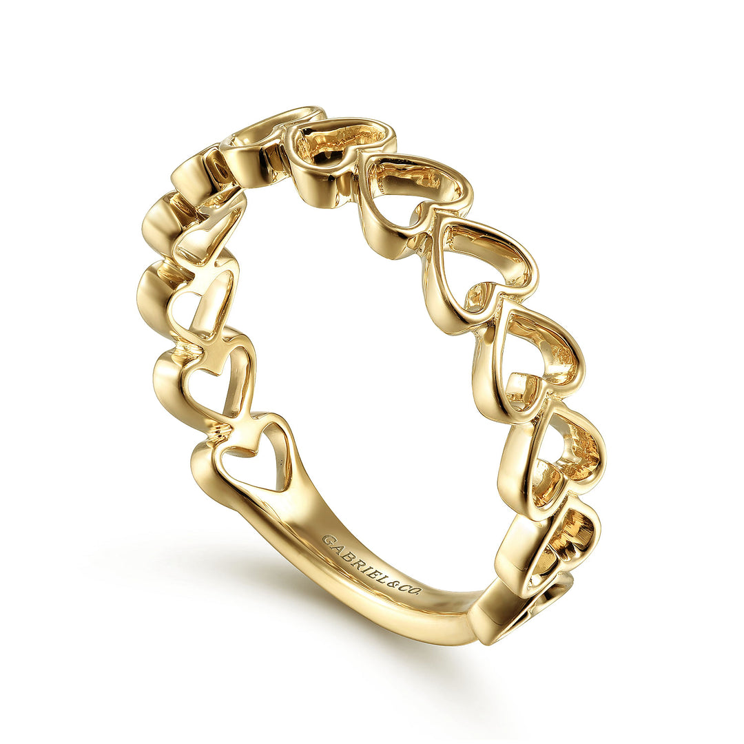 Women's 14K Yellow Gold Gabriel & Co. Polished Open Heart Pattern Ring