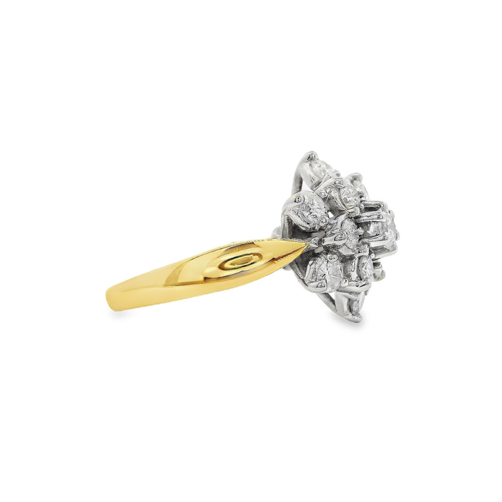 Estate - 14K Yellow And White Gold 0.87 CTW Diamond Ring, Size 5