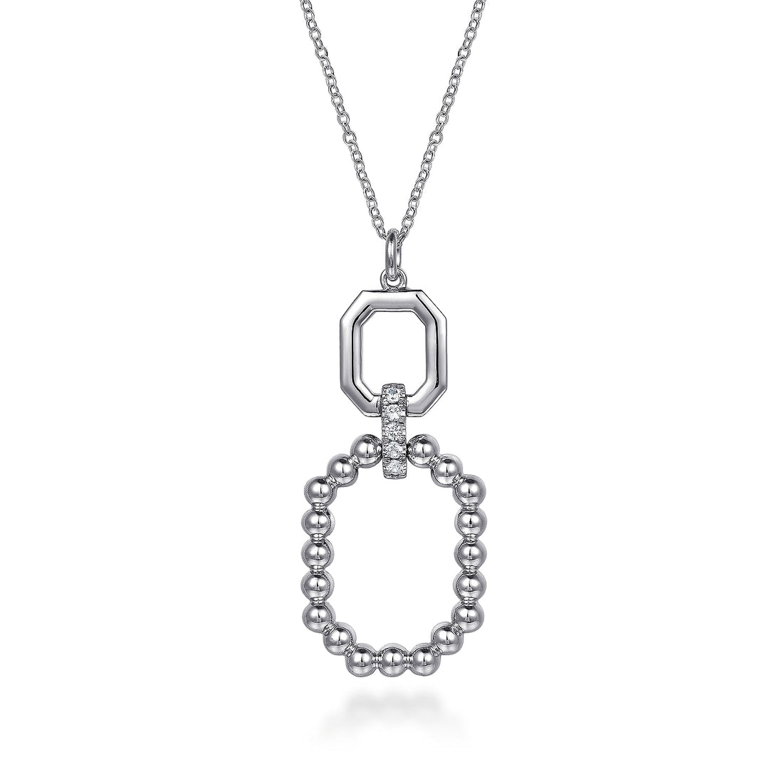 Gabriel & Co. Sterling Silver Octagonal Necklace With White Sapphires
