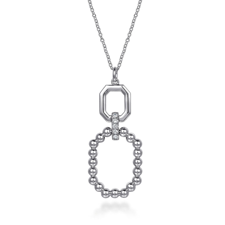 Gabriel & Co. Sterling Silver Octagonal Necklace With White Sapphires