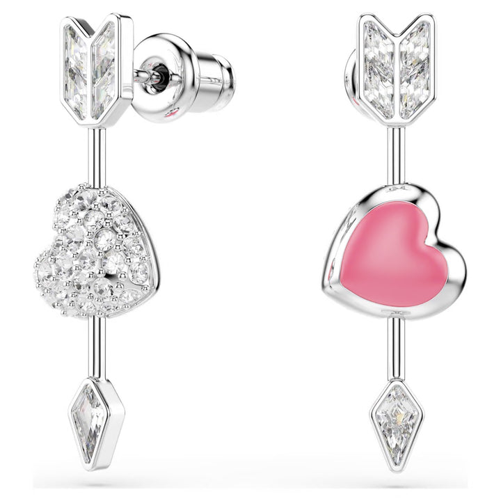 Swarovski Idyllia Rhodium Plated Hearts & Arrows Drop Earrings With Clear Crystals 5749602