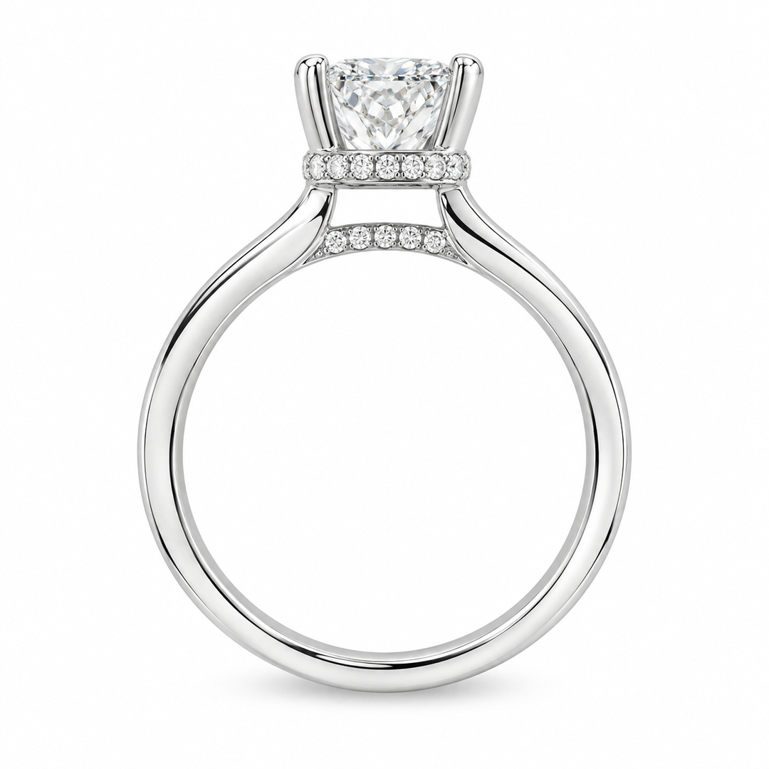 18K White Gold Hidden Halo 0.13 CTW Diamond Semi-Mount Engagement Ring