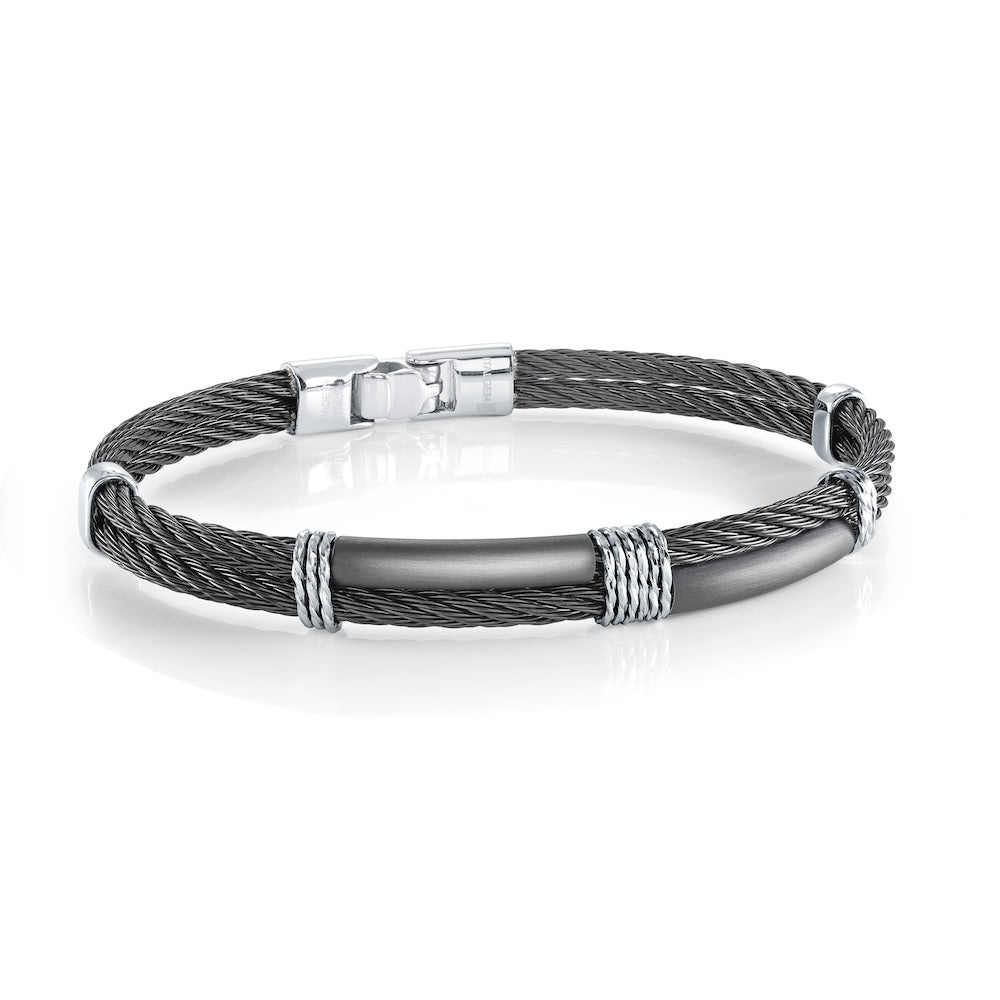 Italgem BlackStainless Steel 2-Row Cable Bracelet