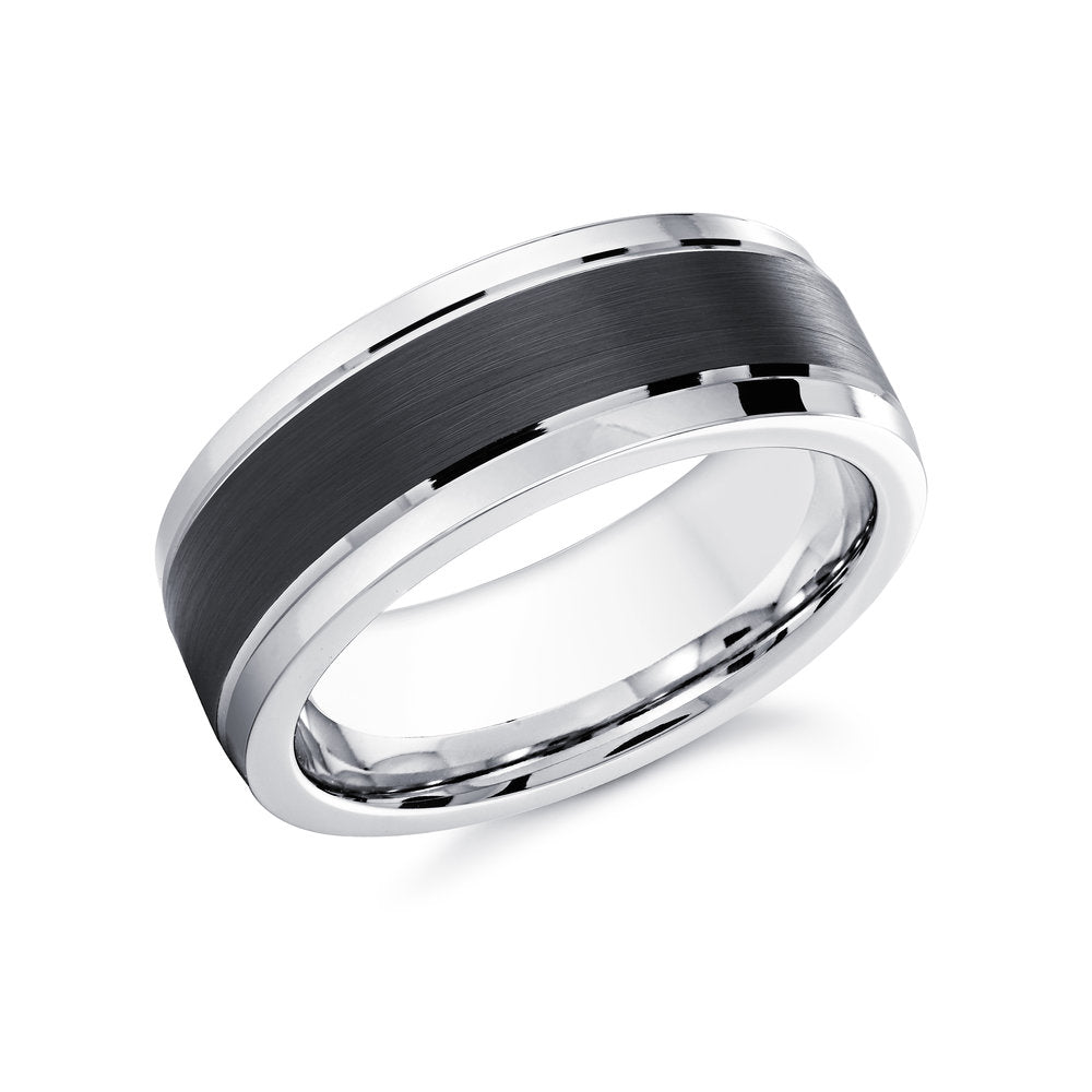 Men's Cobalt Comfort Fit 8mm Stepped Wedding Band Size 10