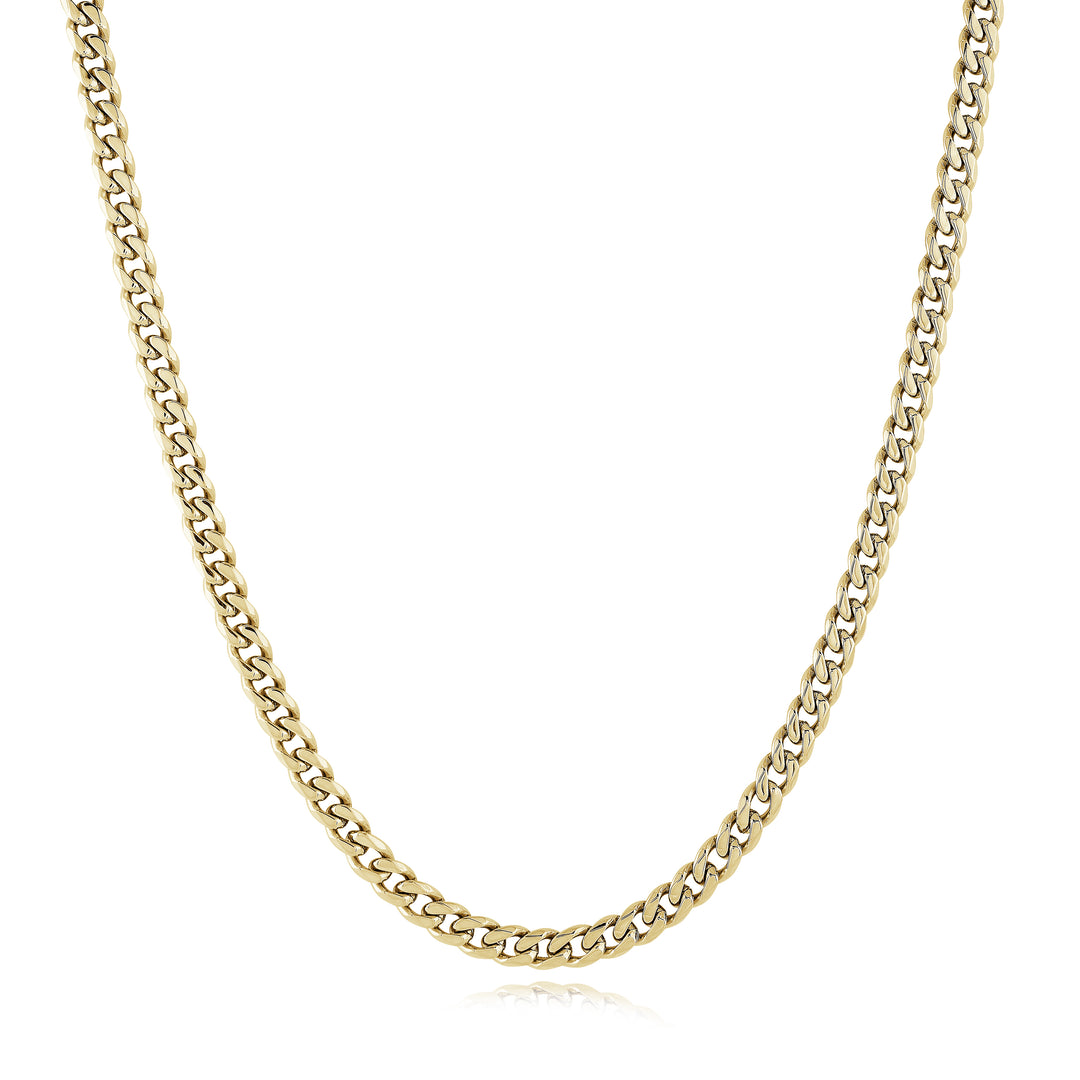 Italgem Yellow Gold Plated Stainless Steel Polished 4.6mm Curb Link 22" Chain