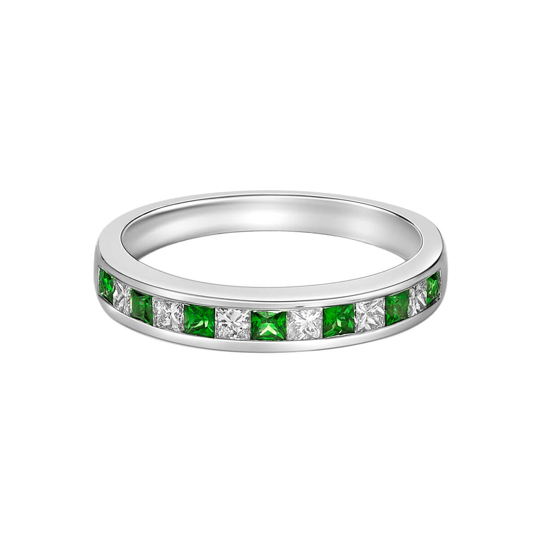 10K White Gold 0.30 CTW Emerald And 0.28 CTW Diamond Ring