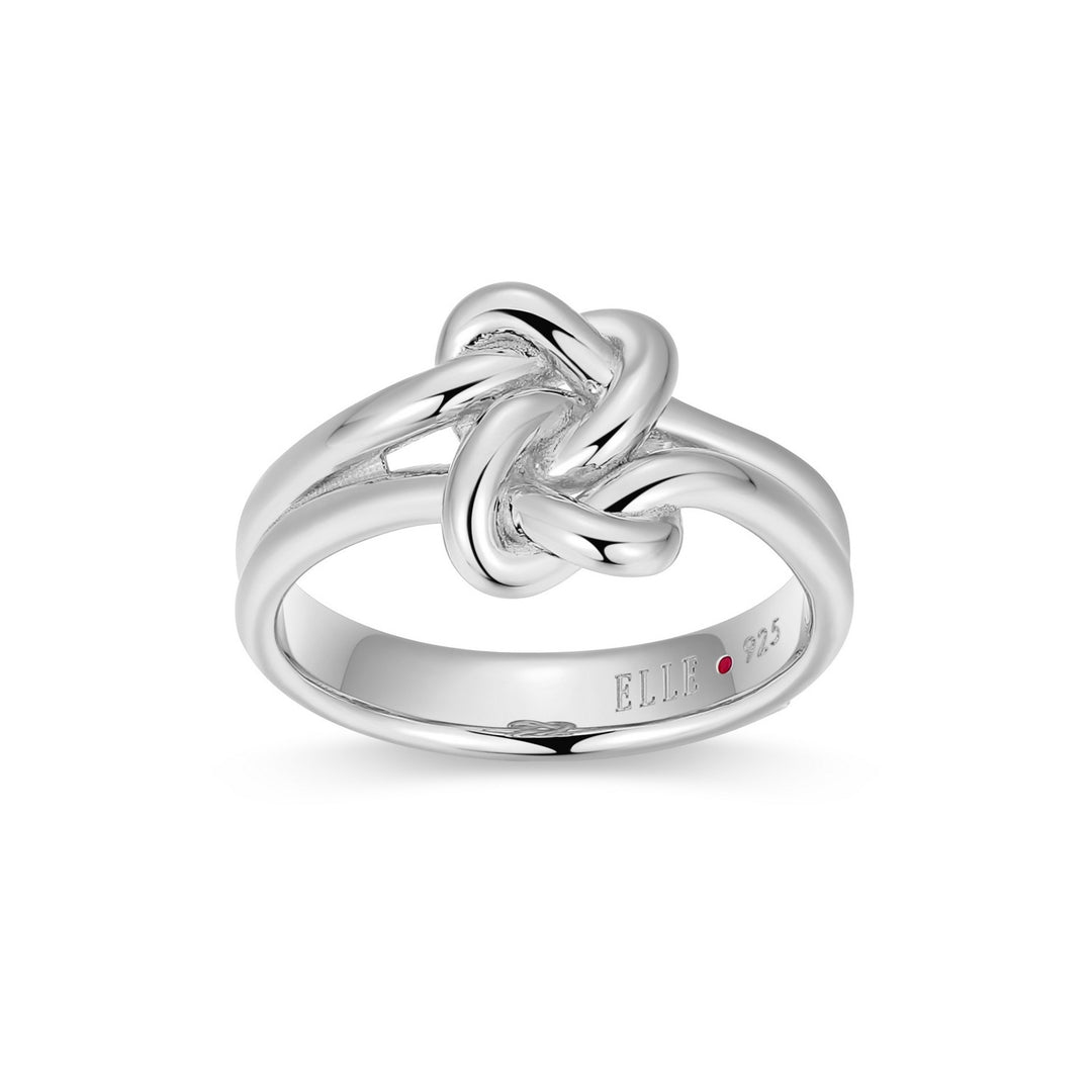 ELLE Rhodium Plated Sterling Silver Knot Ring
