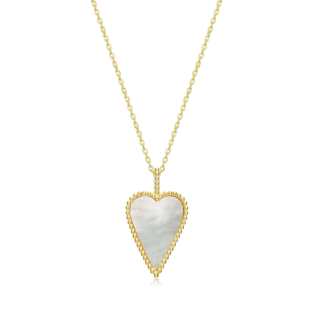 Elle Yellow Gold Plated Sterling Silver Elongated Heart Necklace