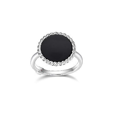 Elle Silver and Black Agate Ring