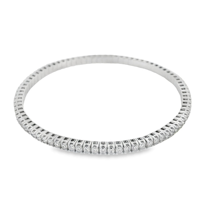 14K White Gold 4.72 CTW LAB Grown Diamond Flexible Bangle Tennis Bracelet