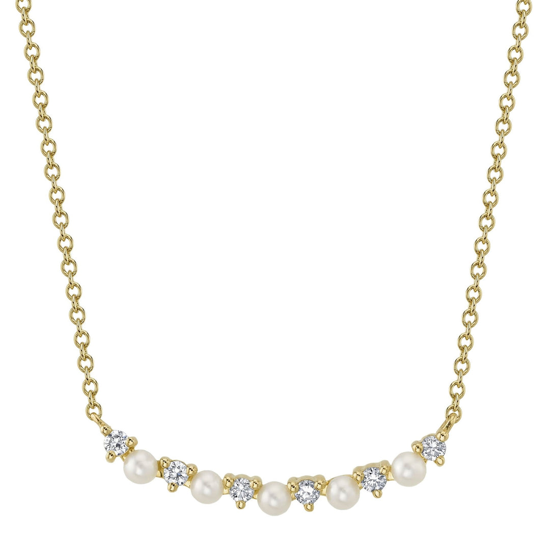 Women's Bar 18" White Freshwater Cultured Pearl Necklace With 14 Yellow Gold Clasp