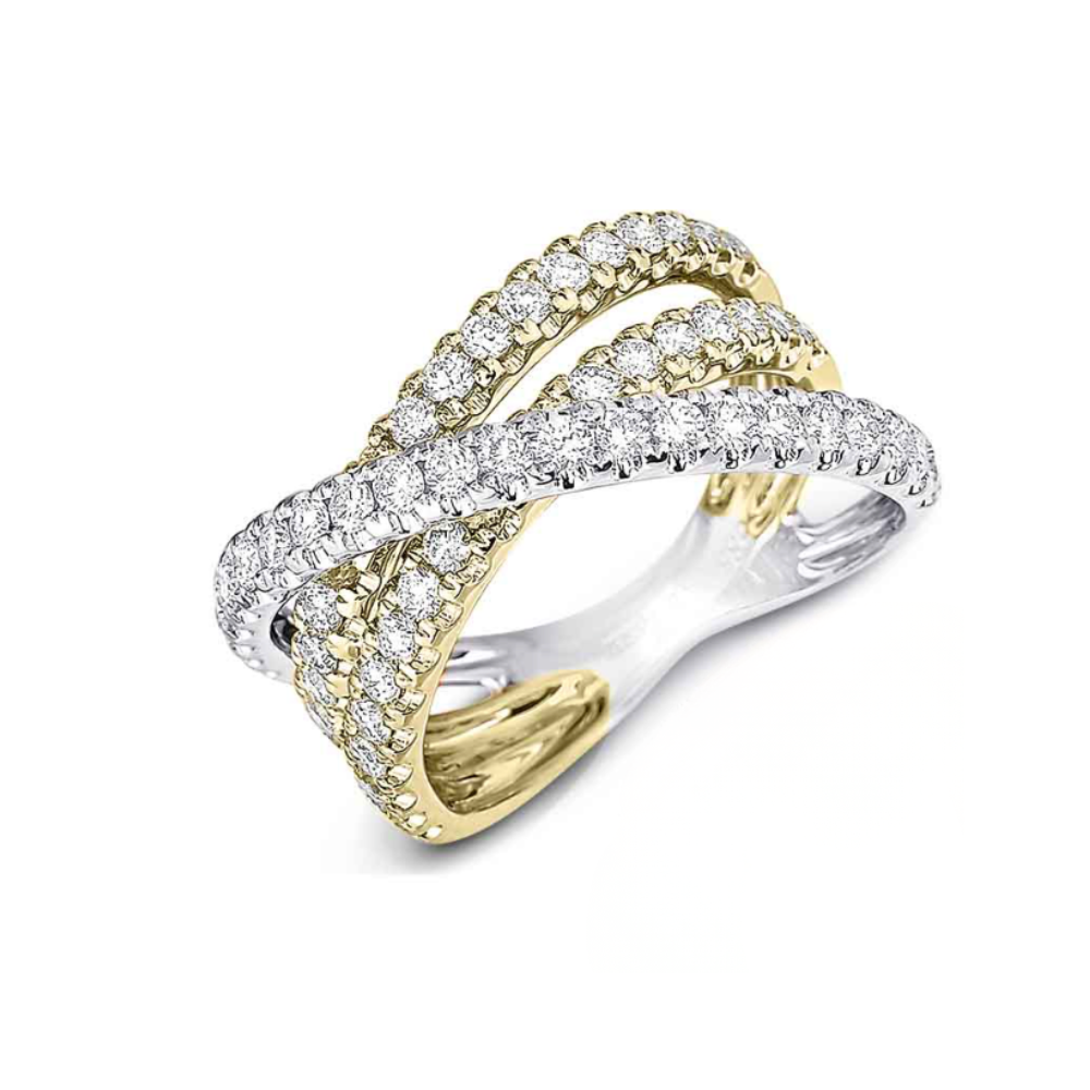 14K Yellow And White Gold 1.23 CTW Diamond Multirow Ring