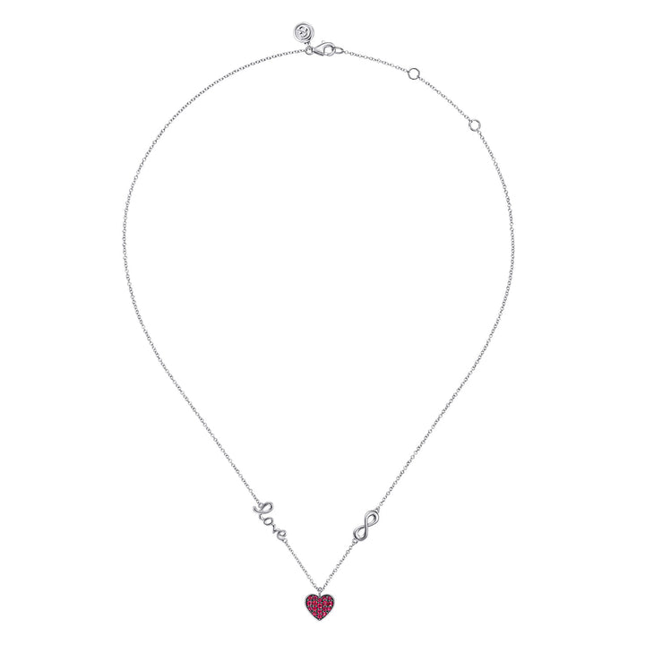 Sterling Silver  Gabriel & Co. Ruby Heart Love Infinity Necklace