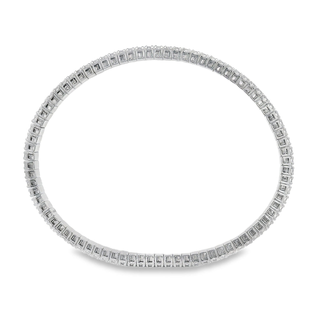 14K White Gold 4.72 CTW LAB Grown Diamond Flexible Bangle Tennis Bracelet