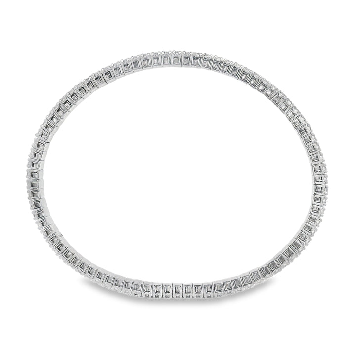 14K White Gold 4.72 CTW LAB Grown Diamond Flexible Bangle Tennis Bracelet