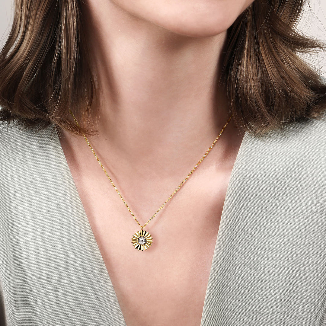 14K Yellow & White Gold  Gabriel & Co. 0.10 CTW Diamond Pendant With Chain