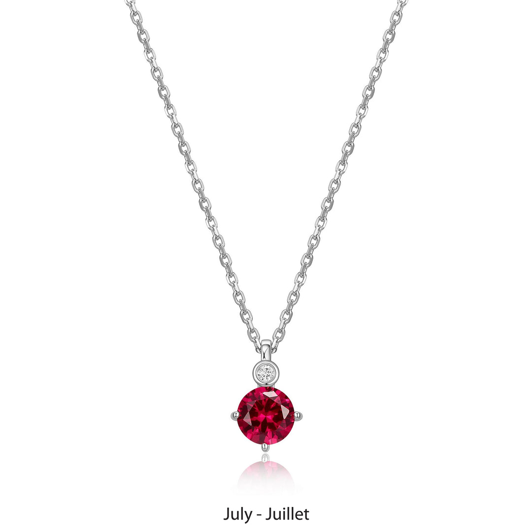 Elle Silver Birthstone - July Necklace