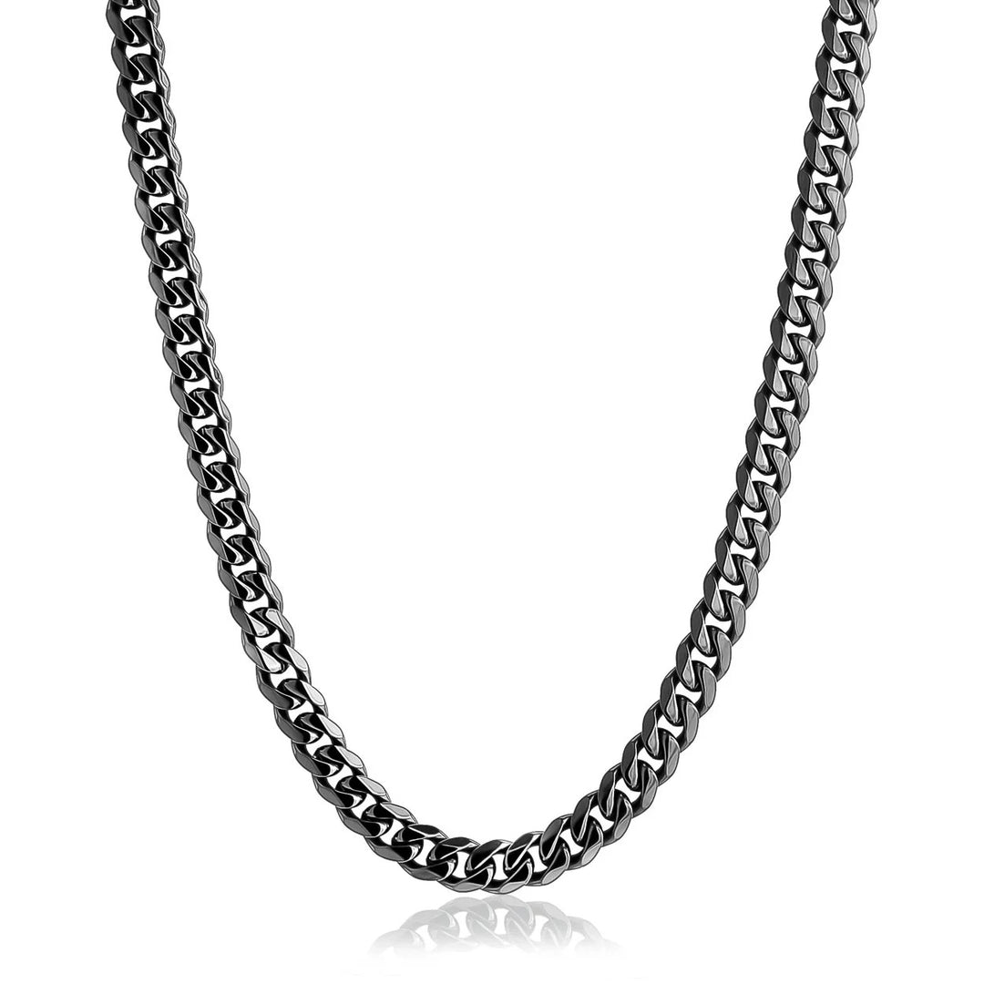 Stainless Steel Black Plated Matte Finish Curb Link 22" Chain