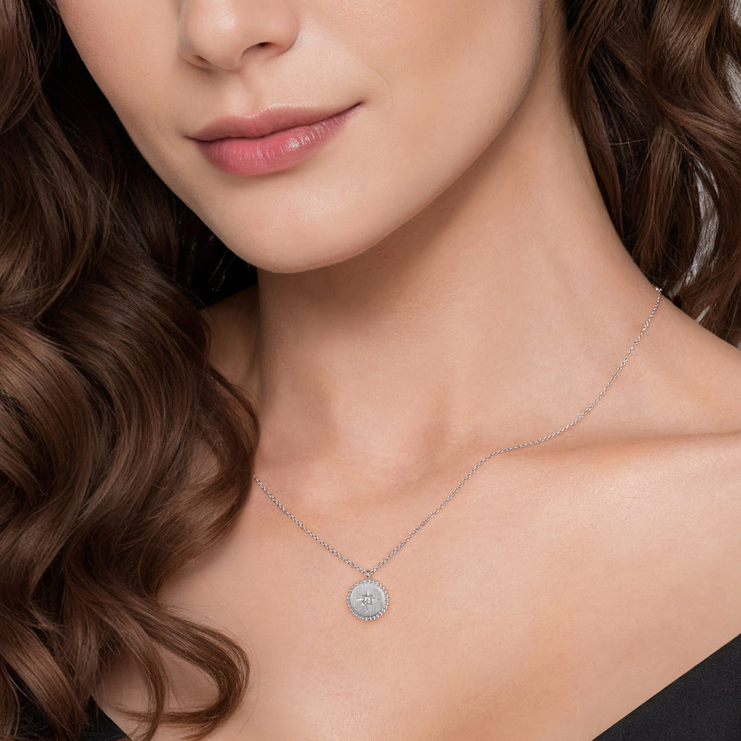 Sterling Silver Gabriel & Co Bujukan Diamond Medallion Necklace