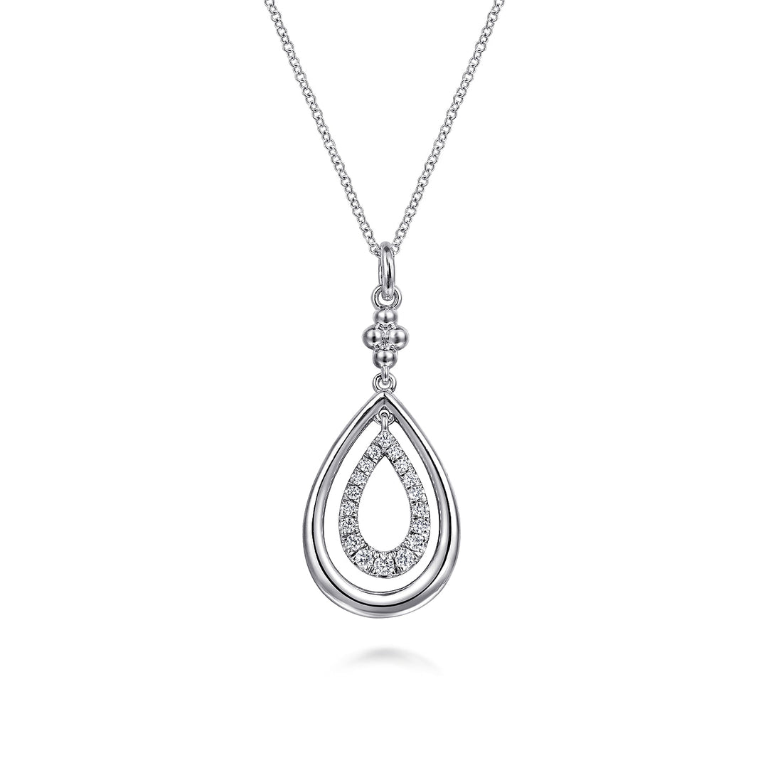 Gabriel & Co. Sterling Silver Teardrop Necklace With White Sapphires