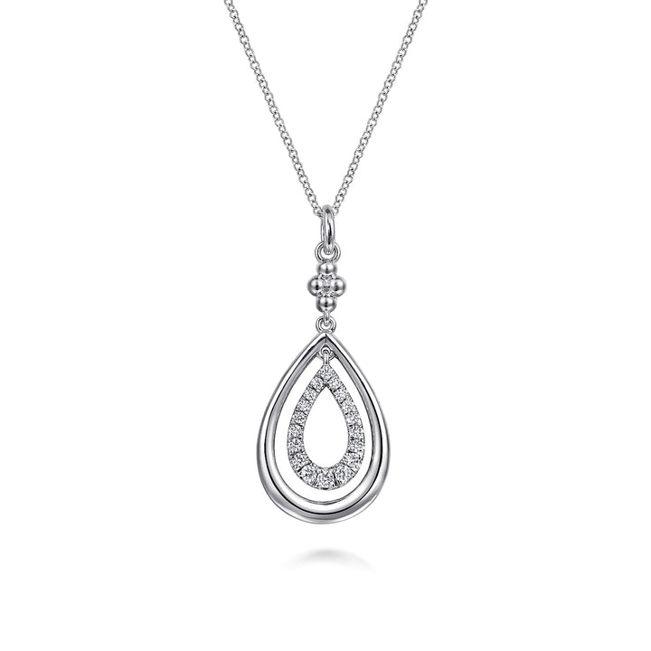 Gabriel & Co. Sterling Silver Teardrop Necklace With White Sapphires