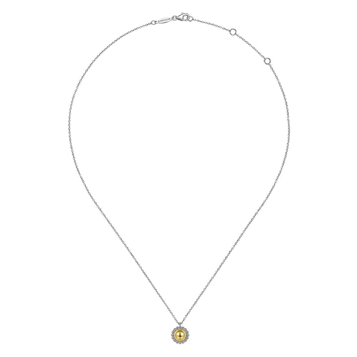 Gabriel & Co. Sterling Silver And 14K Yellow Gold Domed Circle Necklace