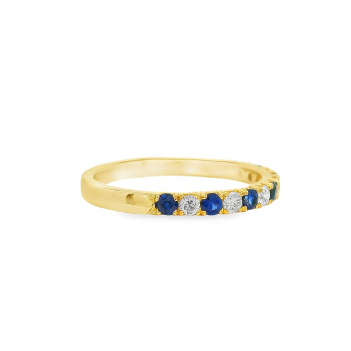18K Yellow Gold 0.39 CTW Sapphire And 0.23 CTW Diamond Ring