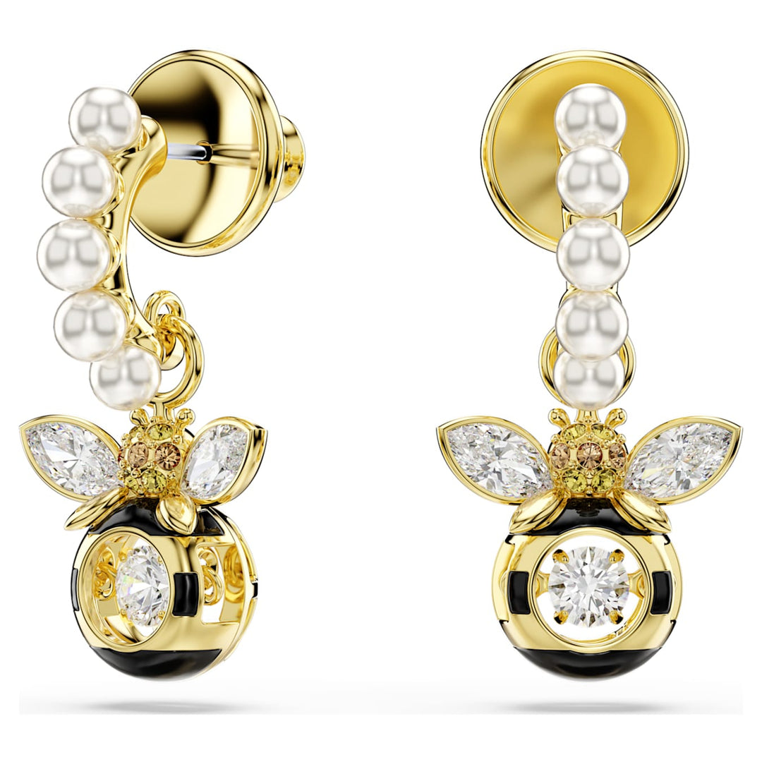 Swarovski Idyllia Gold-Tone Plated Bee Drop Earrings With Multi-Colour Crystals 5742678