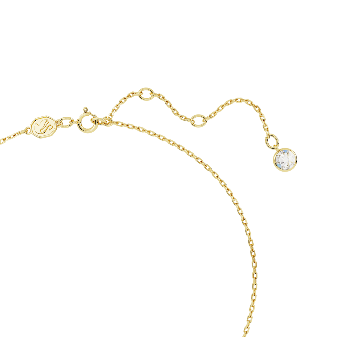 Swarovski Chroma Gold-Tone Plated Necklace With Green Pear Cut Crystal And Clear Crystals