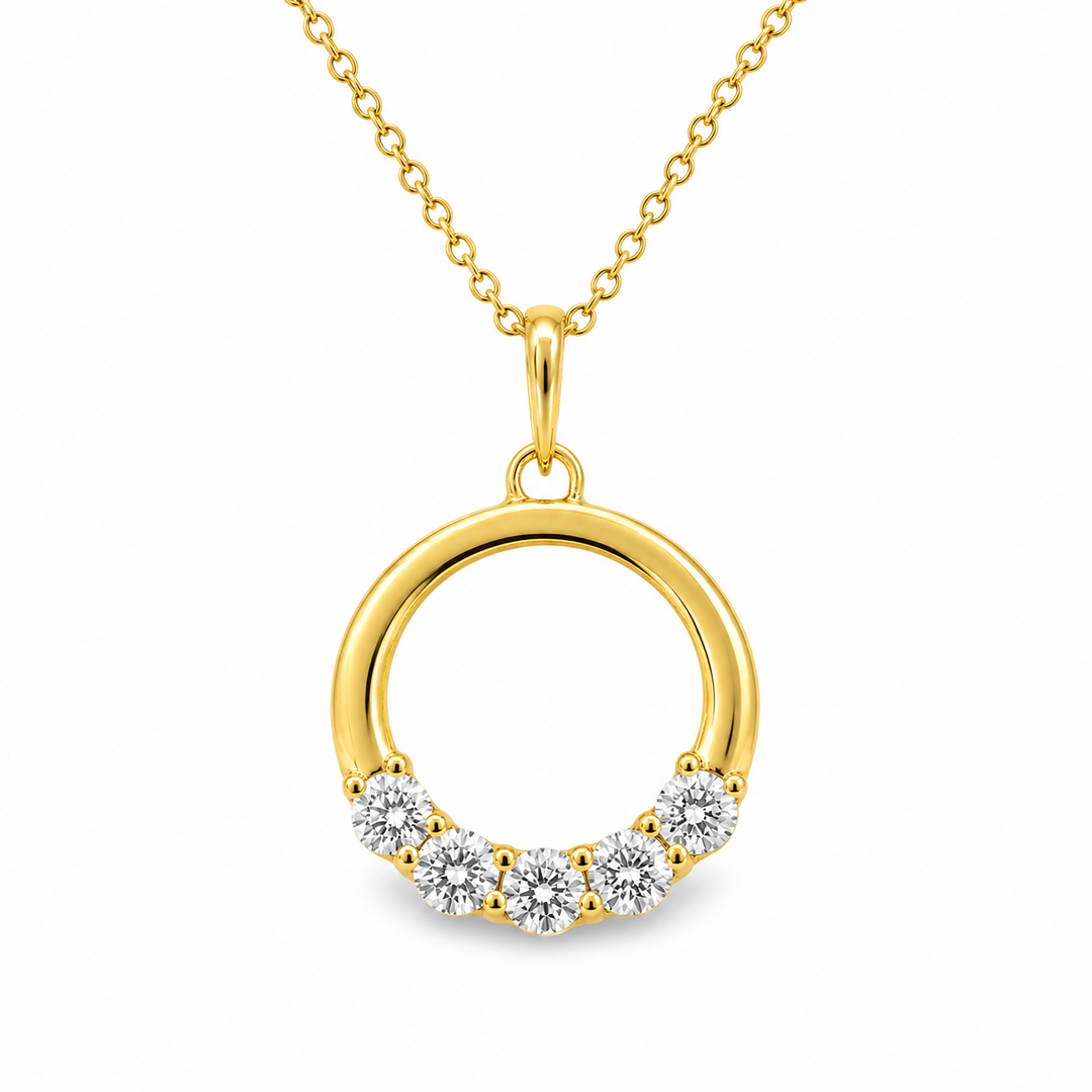 14K Yellow Gold  0.52 CTW Diamond Circle 18" Necklace