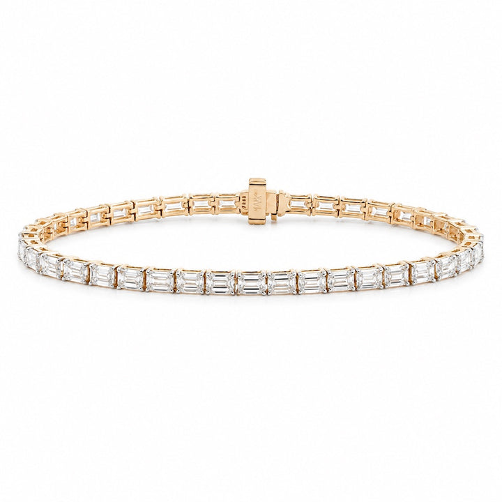 14K Yellow Gold 5.33 CTW Lab Grown Baguette Cut Diamond 7" Tennis Bracelet