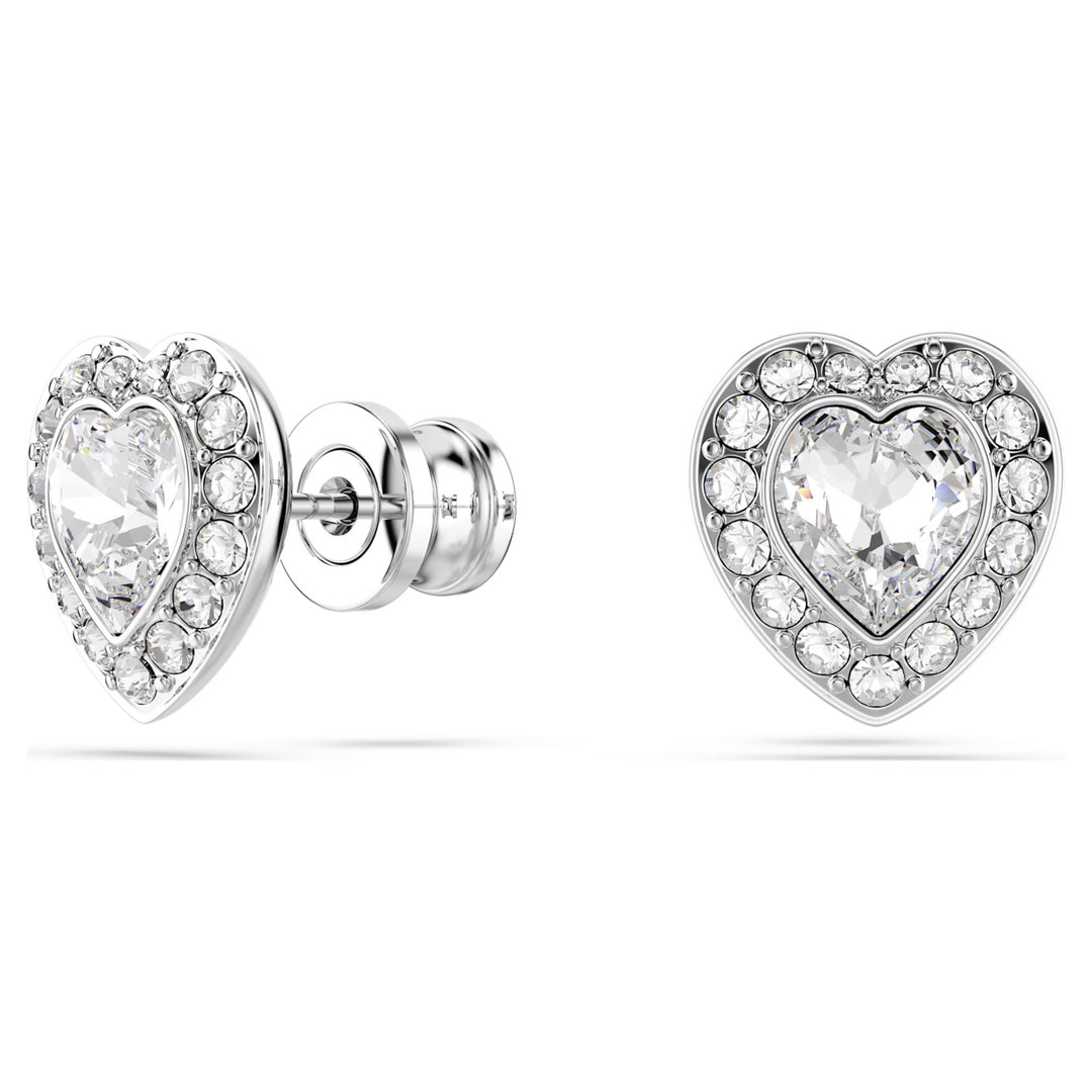 Swarovski Ariana Grande x Swarovski Rhodium Plated Heart Stud Earrings With Clear Crystals 5720859