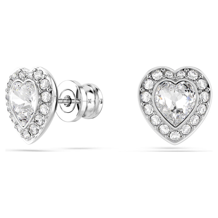 Swarovski Ariana Grande x Swarovski Rhodium Plated Heart Stud Earrings With Clear Crystals 5720859