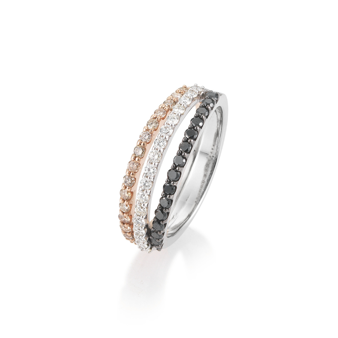 14K Rose And White Gold Ralf Mezger 0.94 CTW Diamond Woman's Multirow Ring